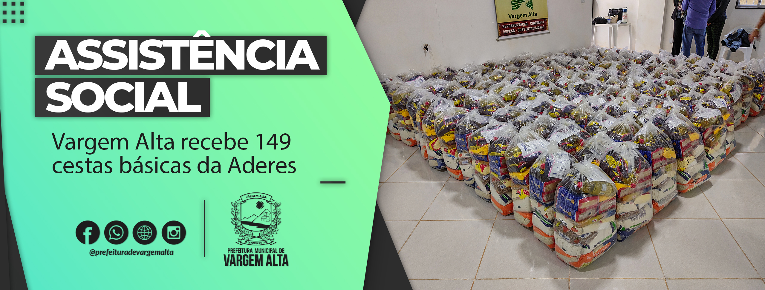 Vargem Alta recebe 149 cestas básicas da Aderes